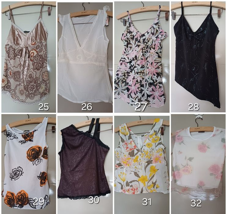 Blusas e tops tamanho S/M.
Roupa de senhora. 
Em bom estado.