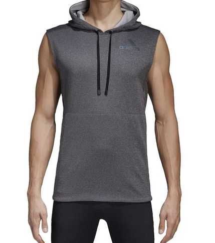 ADIDAS Workout Męska Kamizelka Bezrękawnik Szara Kaptur S