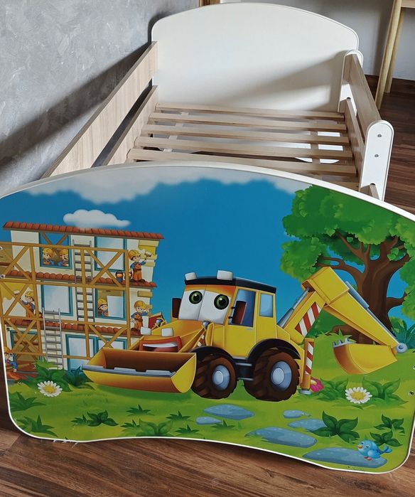 Łóżko dziecięce rama motyw koparki,160x80