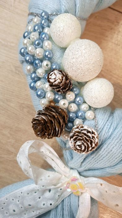 Hand made * wieniec świąteczny * ozdoba świąteczna * NIEBIESKI