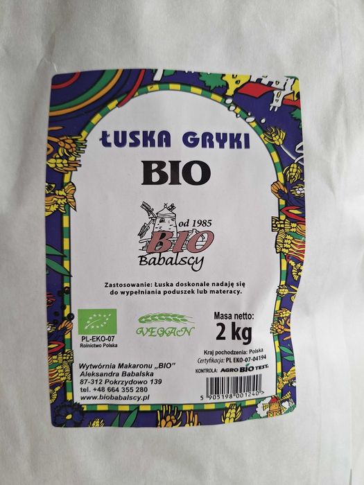 Łuska gryki bio do wyplełniania poduszek
