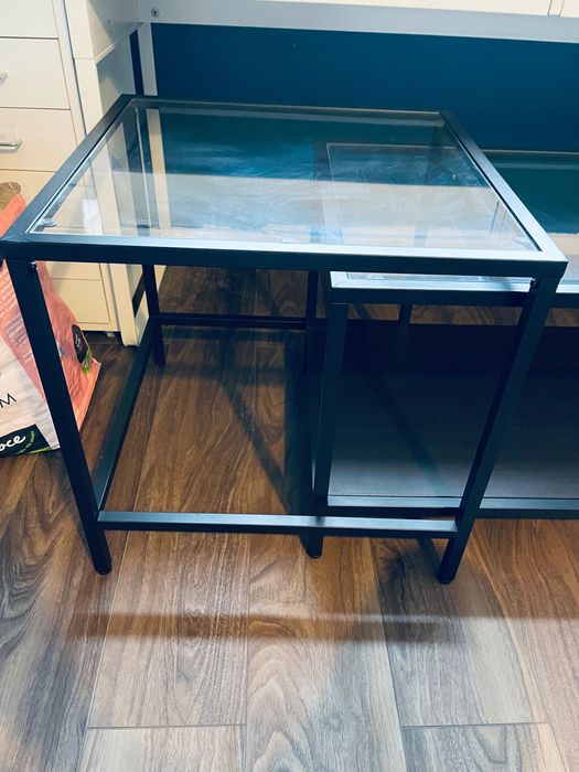 Mesa de centro Ikea VITTSJÖ preta metal e madeira