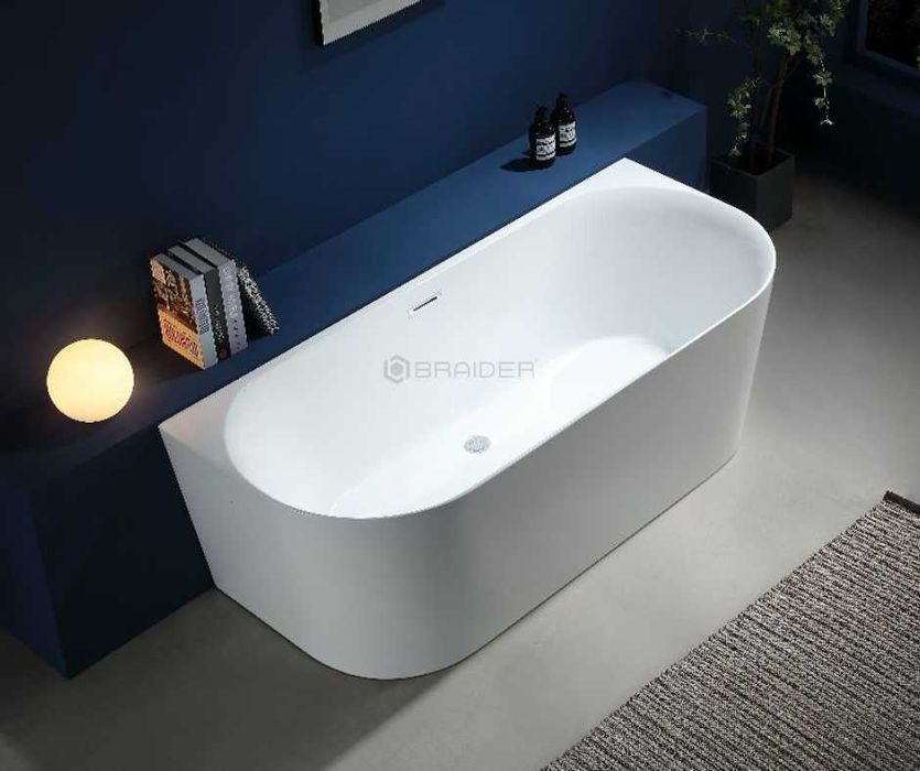 BRAIDER Akrylowa Wanna Wolnostojąca RESTIA SLIM 170 Biała Przyścienna