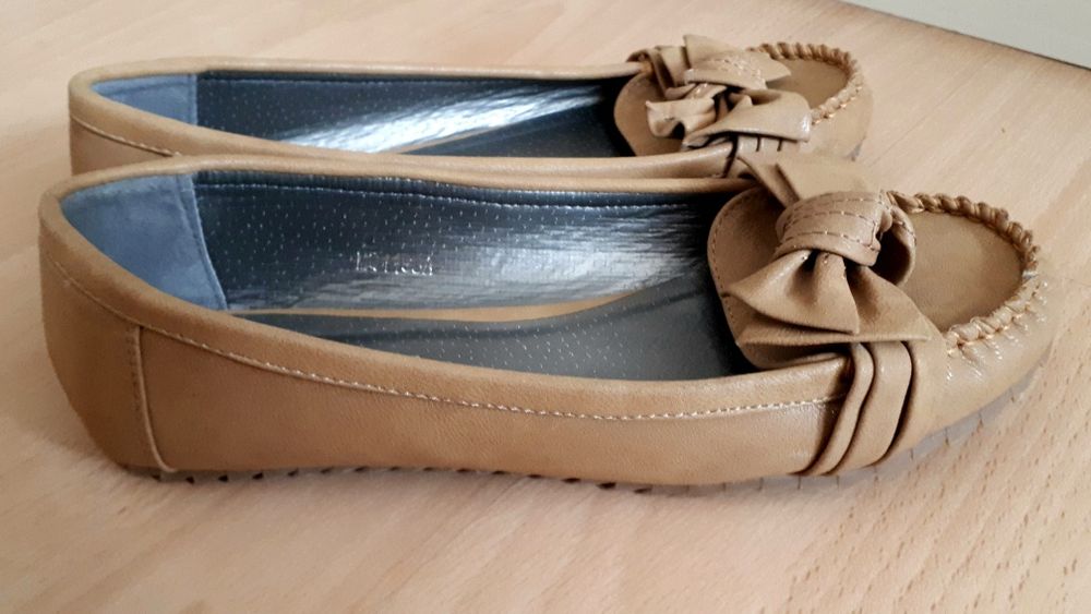 Mokasyny, baleriny beżowe/kamelowe r. 38 ccc NOWE tanio