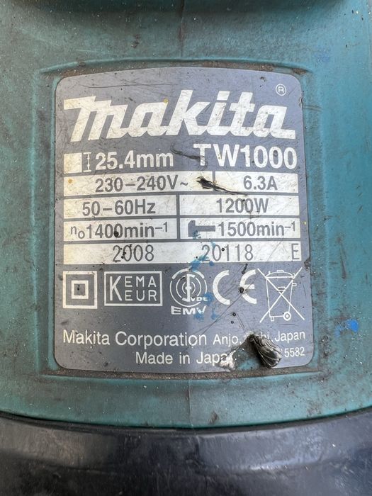 Klucz udarowy Makita TW1000 nasadki, moc 1200W