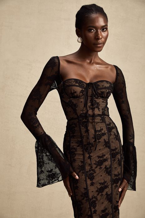 Сукня міді Marlene Black Flared Lace Maxi Dress