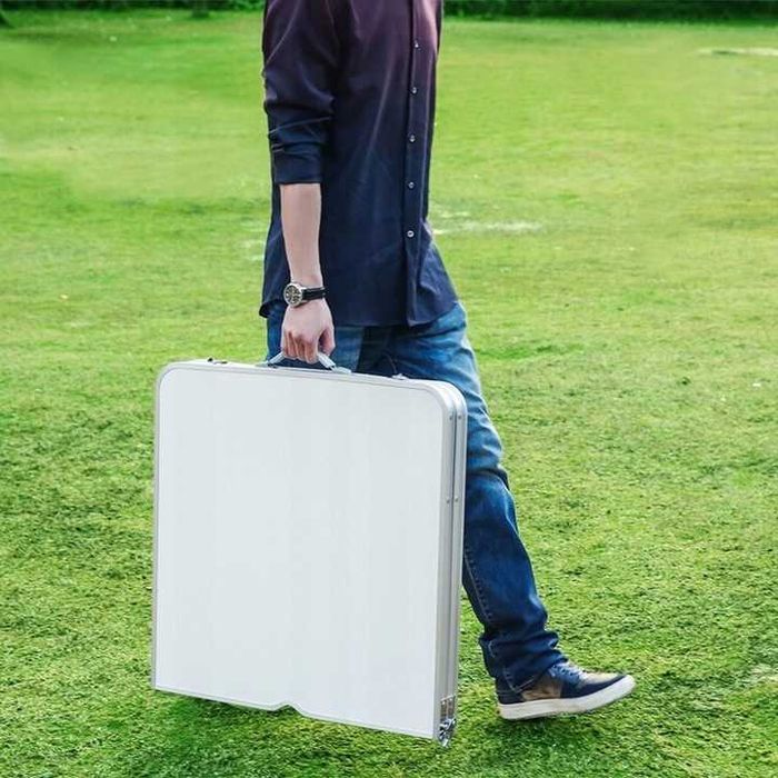 ZESTAW stół turystyczny stolik cateringowy składany +4 krzesła walizka