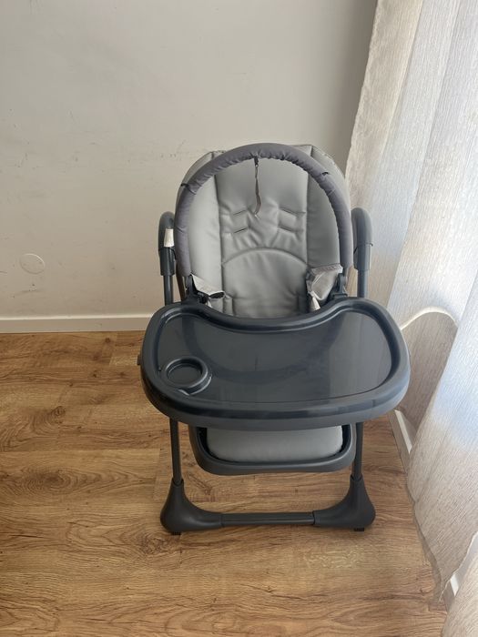 Cadeira de Papa Kinderkraft TUMMIE 2 em 1 com Função Espreguiçadeira, 7 Níveis de Altura e Bandeja Dupla