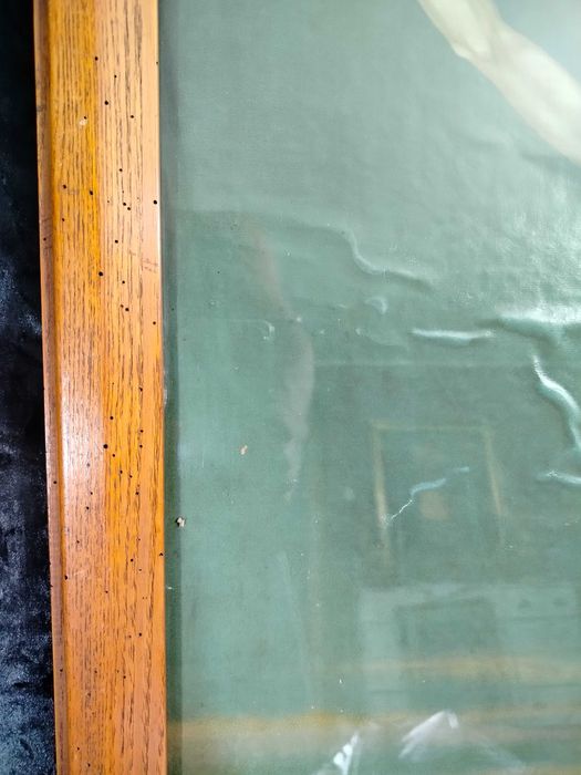 Stary duży obraz Jezus na krzyżu oleodruk OS1009