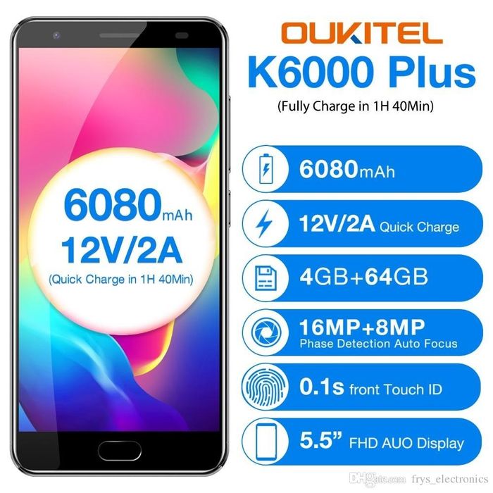 2 telemóveis smartphone Oukitel k6000 plus na caixa para peças
