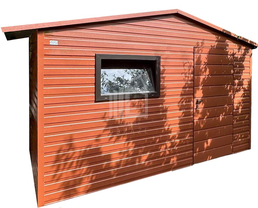Schowek - domek ogrodowy 3,2x2  okno - jasny brąz rynna ID475