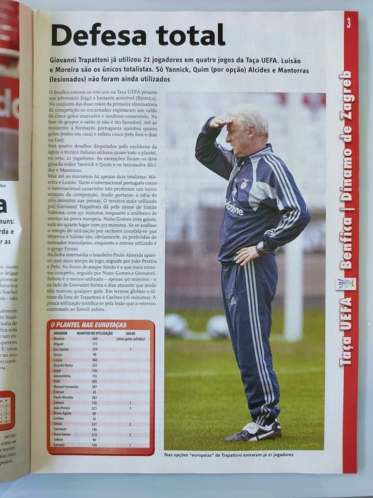 Programa Benfica dinamo de Zagreb UEFA 2004/ 2005