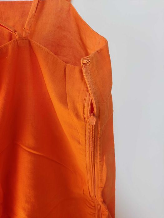 Pomarańczowa letnia krótka sukienka na ramiączkach H&M