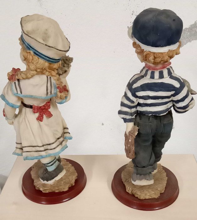 Estatuetas casal marinheiros, alt 32 cm, o lote por 10€