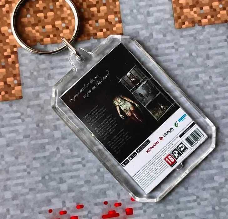 Komplet 2 breloków Silent Hill 2 - mini okładki gier (dwustronne)