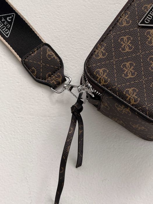 Женская сумка Guess кросс боди через плечо Гесс серый чорный