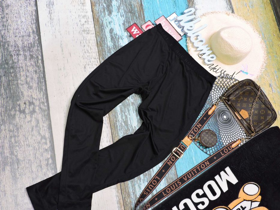 Pierre Robert Czarne legginsy siateczka pas logo XL