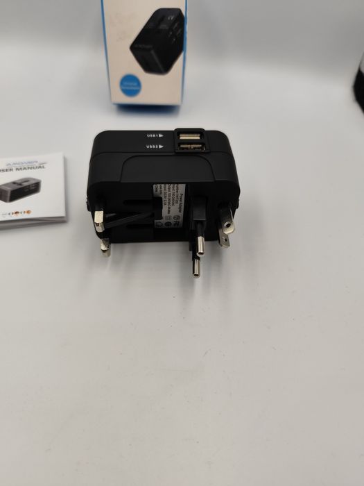 NOWY Adapter podróżny Amoner Europa, UK, US, AUST 2x USB