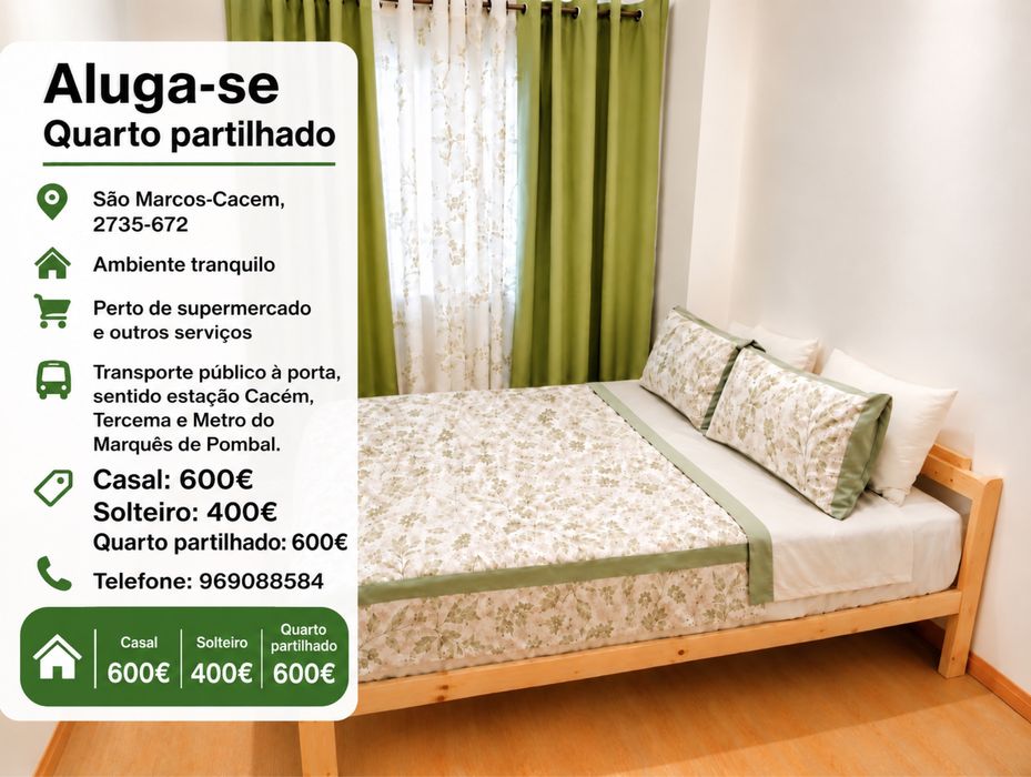 Quarto casal, solteiro e partilhado
