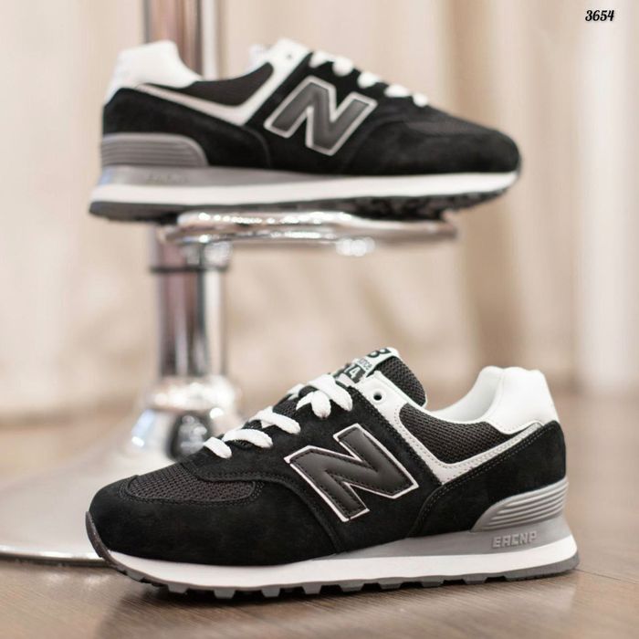 Чоловічі кросівки New balance 574 чорні з білим 37-46
