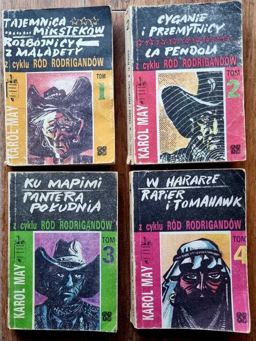 Książki, Karol May "Ród Rodrigandów", 4 pierwsze tomy