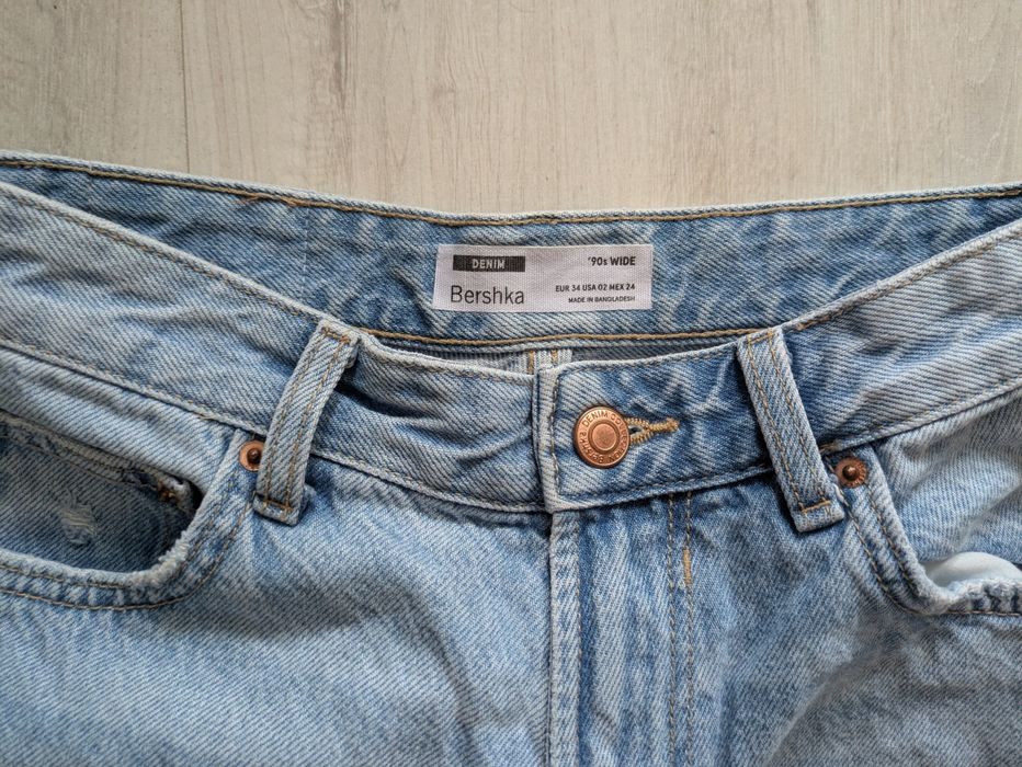 Jeansy wide leg Bershka Denim * niebieskie * 34
