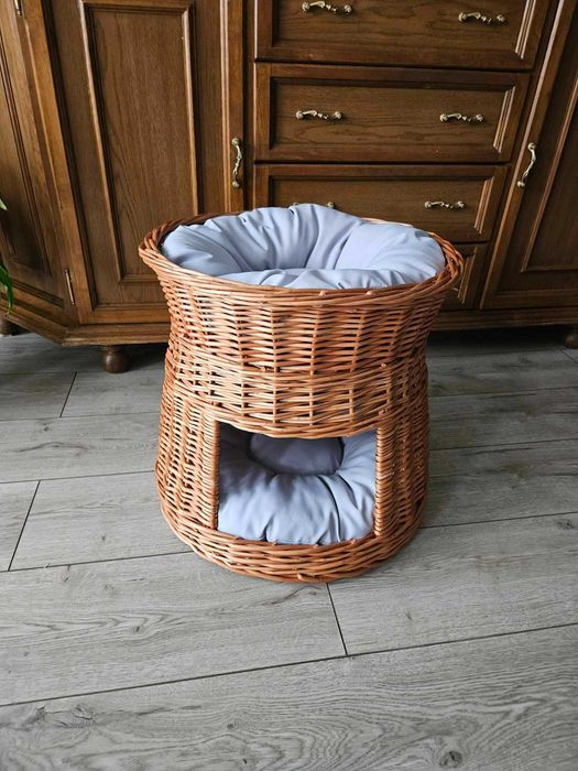 Wiklinowa budka dla kota domek psa legowisko 52 cm x 37 cm