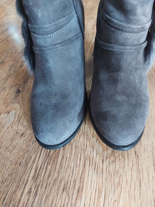 Botki zamszowe z futerkiem naturalnym