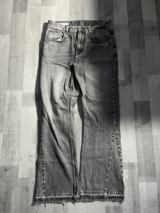 szare spodnie zara flared jeans