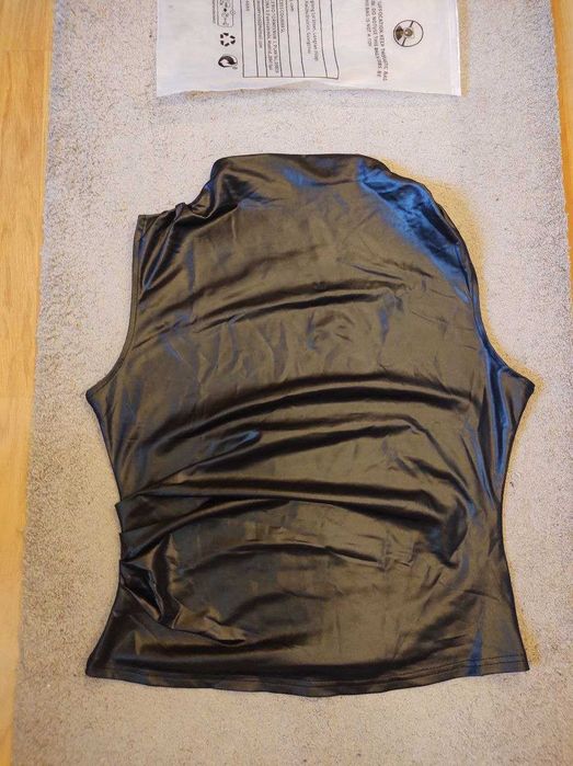 Шкіряна блуза Топ Гольфіком Майка Футболка Кожа Стиль L-XL з горлом