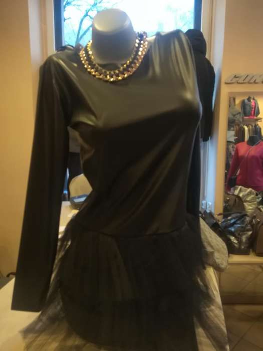 Sukienka eko skóra + woal rozm. M