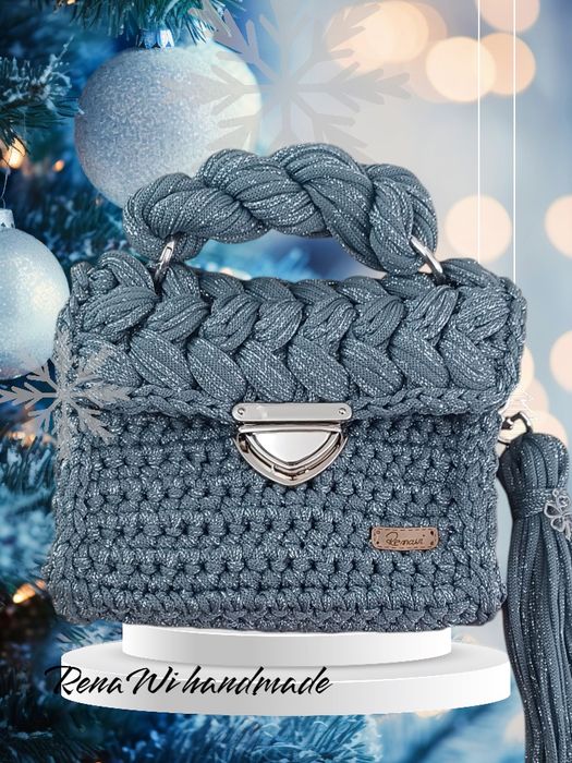 Torebka handmade srebrna nitka