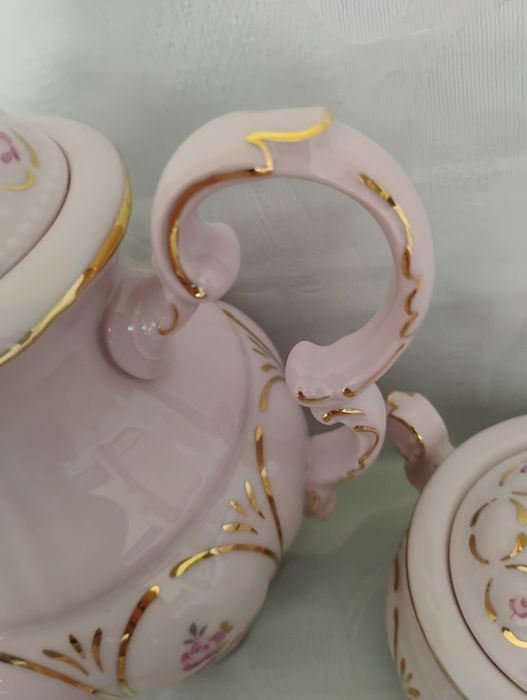 Serwis różowa porcelana Leander