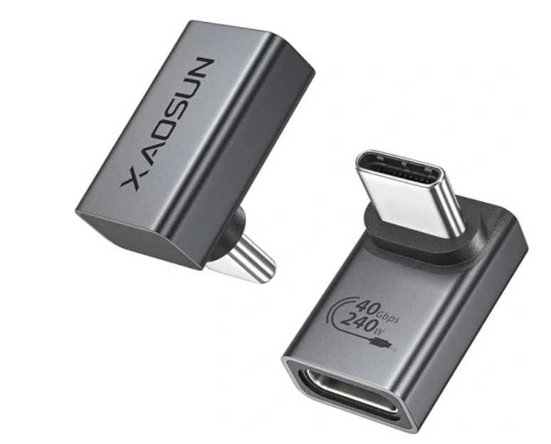 XAOSUN Adapter USB C90 stopni kąt240 W,40 Gb/s,złącze USB typu C 2szt