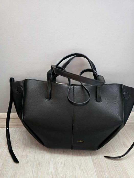 Polène Cyme Mini EDITION TEXTURED BLACK czarna torebka damska shopper