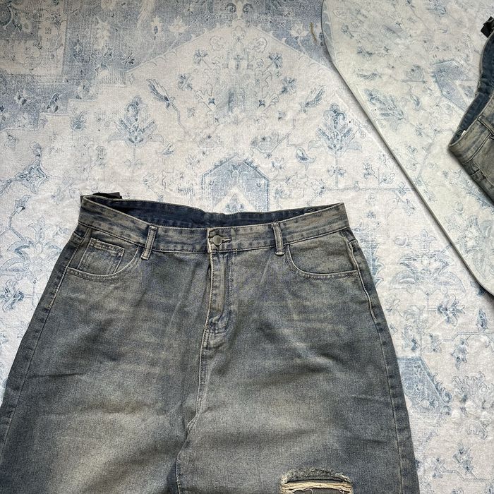 Baggy jeans jorts shorts y2k sk8 flared широкі оверсайз racer jaded london balenci bootcut washed сині довгі джинсові шорти реп беггі багги