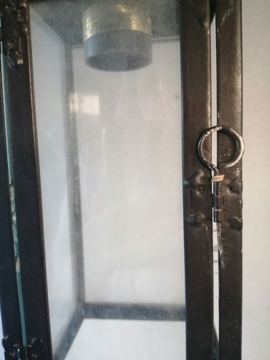 Lanterna exterior ou interior ferro preto e vidro eletrificada