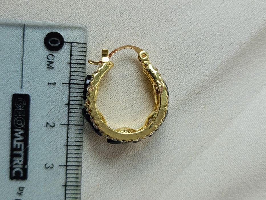 Czarno złote eleganckie kolczyki nowe prezent