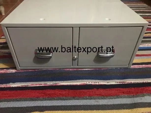 Ficheiro de Fichas c/ 2 Gavetas c/ Fechadura Pintura Epoxy Cinza Novo