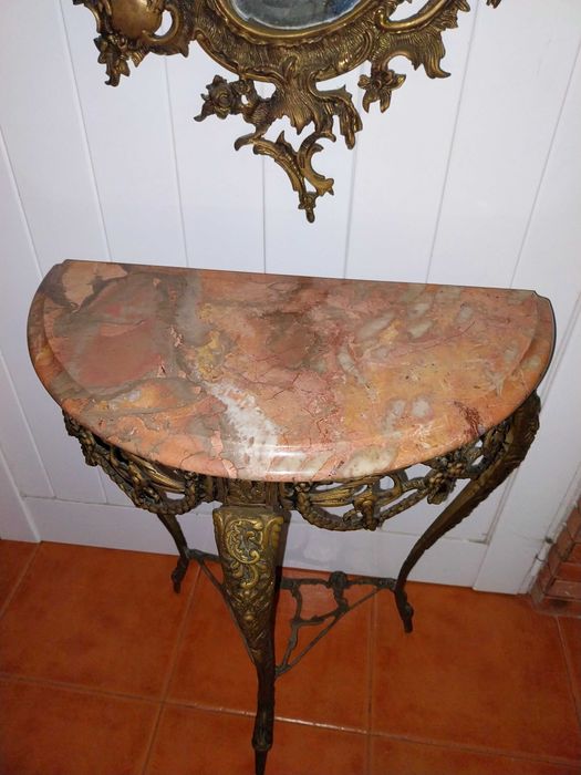 Credência e Espelho em Latão - Anos 40