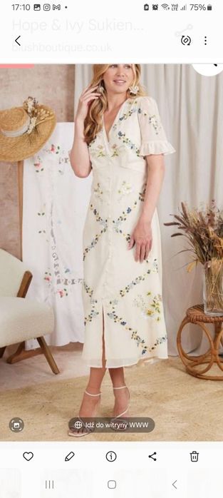 Elegancka haftowana sukienka roz.46/18 Hope&Ivy
