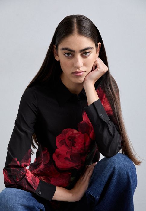 Koszula czarna w kwiaty Alice + Olivia M