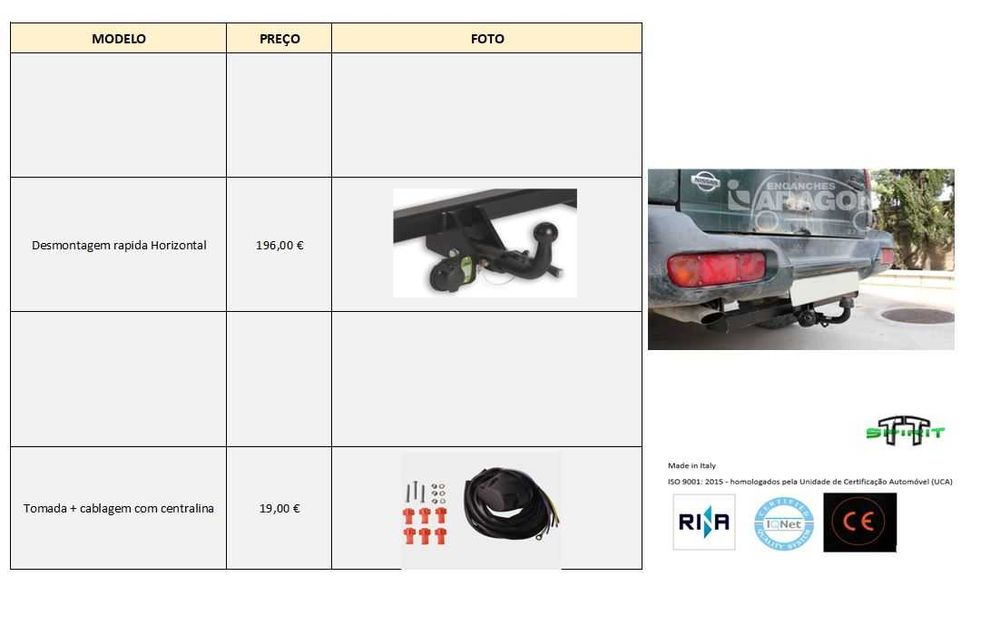 Pucho/engate de reboque/atrelado NISSAN TERRANO II