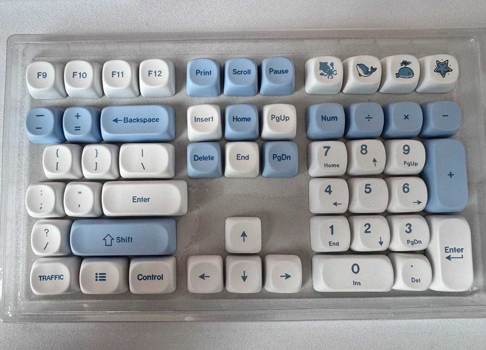 Кейкапи XVX MOA Profile Blue Keycaps Cute Dolphin, 145 клавіш