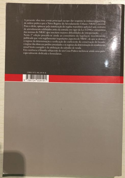 Livro Novo regime do arrendamento urbano - Amadeu Colaço
