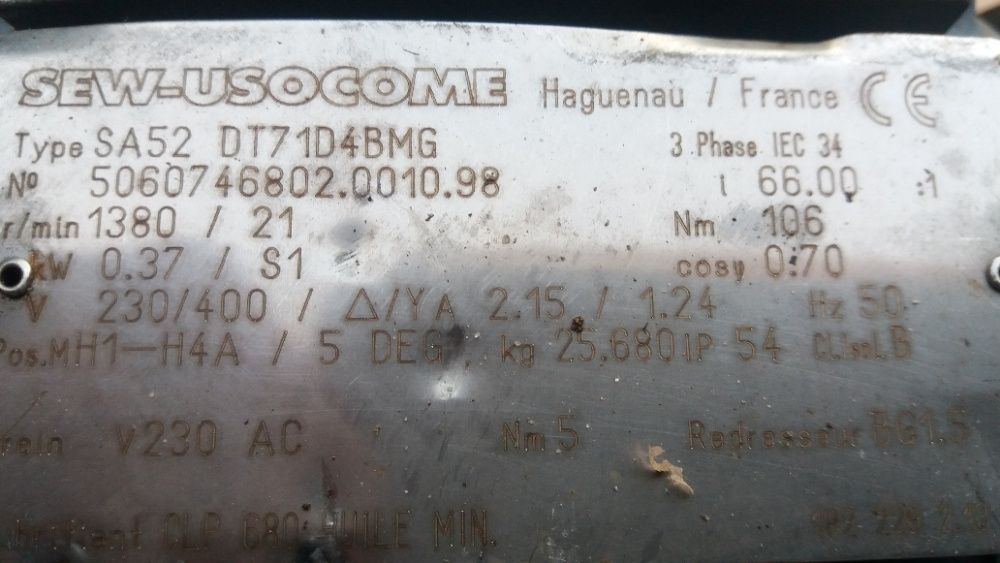 motoreduktor 21 obr/min 0,37 kw