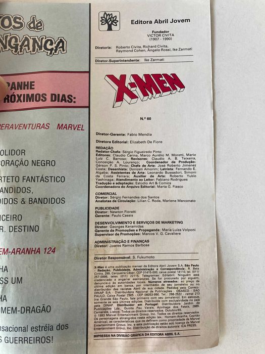 X-Men Nº60 - Atos de Vingança (1993) - HQ Banda desenhada Português BR