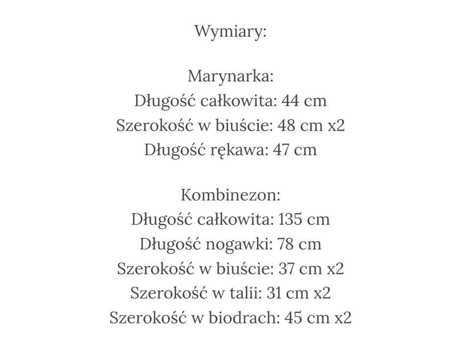 Komplet  dwuczęściowy kombinezon z marynarką