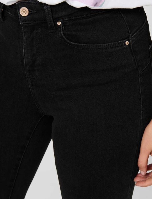 Spodnie jeansowe ONLY czarne złoty guzik push up denim L 40