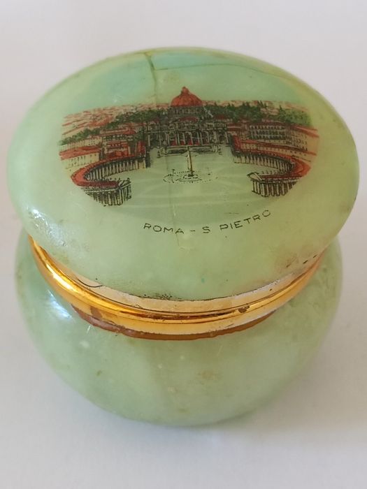 Vintage Szkatułka Alabaster Rzym S. Pietro Puzderko Włochy